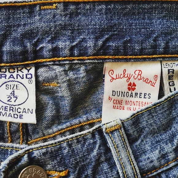 lucky brand dungarees women size 4 whisker - Picture 3 of 3